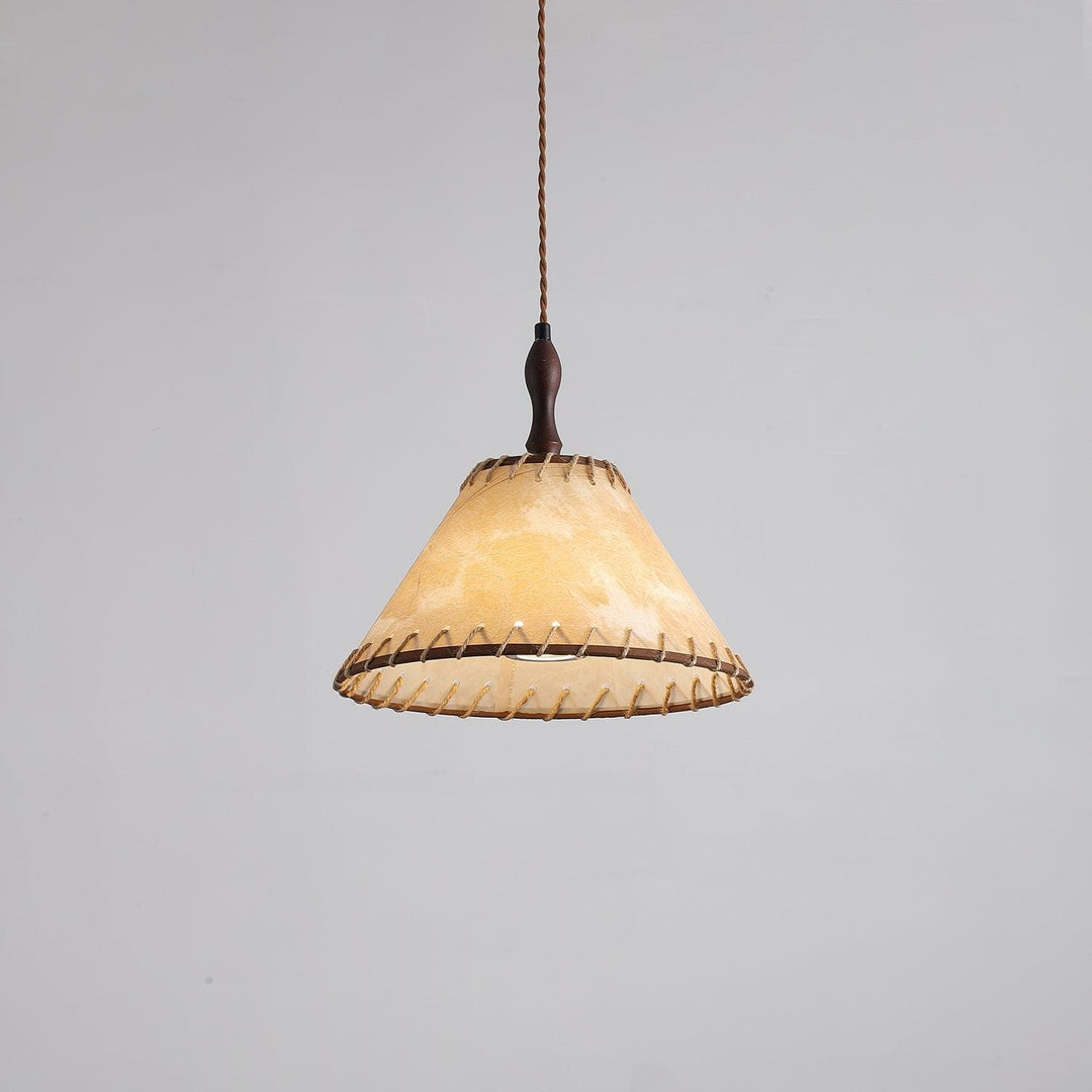 Lampe à suspension en bois et tissu