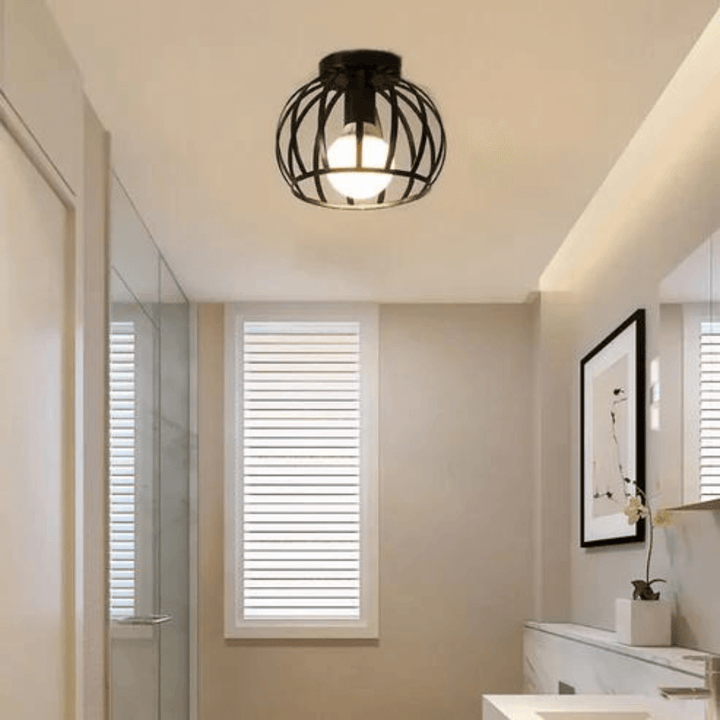 Plafonnier industriel design en métal noir