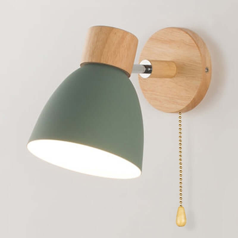 Lampe suspendue scandinave en bois avec interrupteur