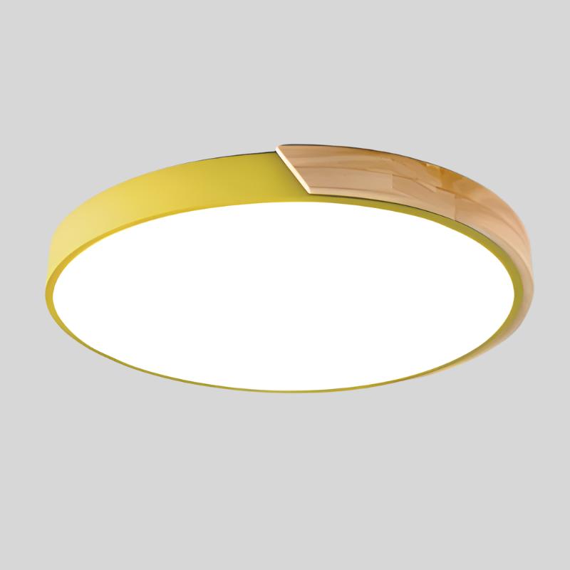 Plafonnier LED rond en bois moderne