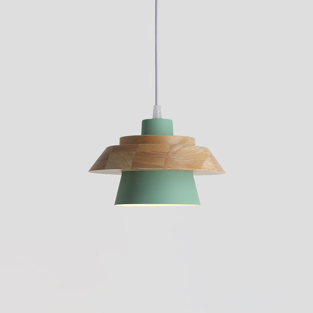 Lampe suspendue design en bois et pierre