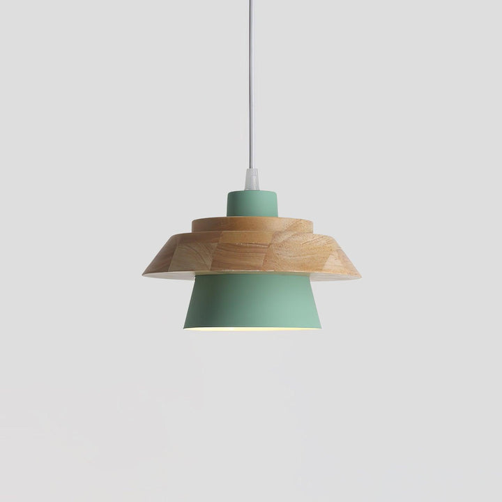 Lampe suspendue design en bois et pierre