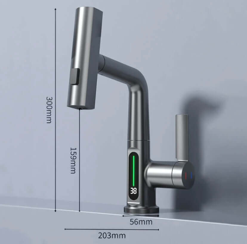 Flexibler Küchenarmatur mit LED, 360° drehbar