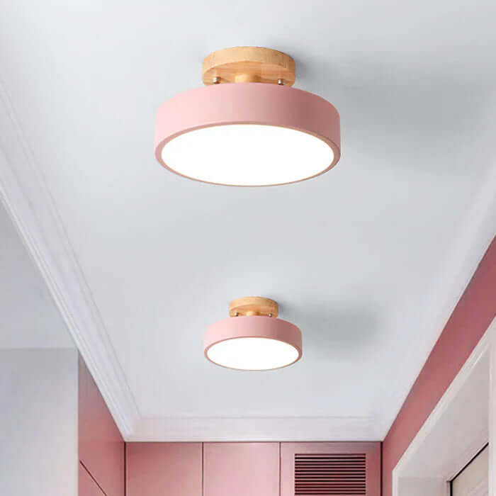 Skandinavische LED Deckenleuchte Holz Modern