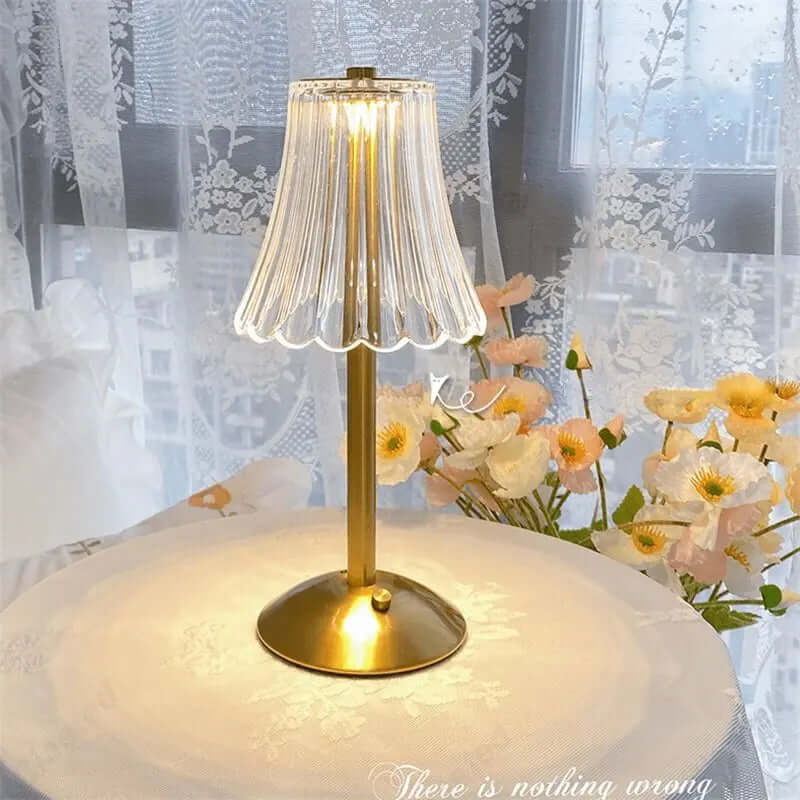 Lampe de table LED en cristal à intensité variable - sans fil