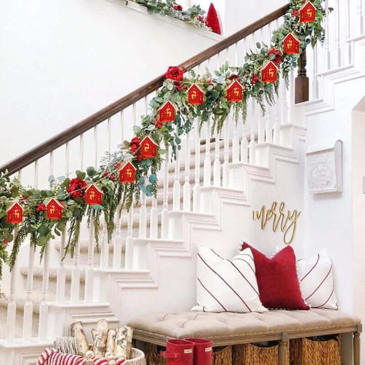 Maisons de Noël suspendues en bois avec LED