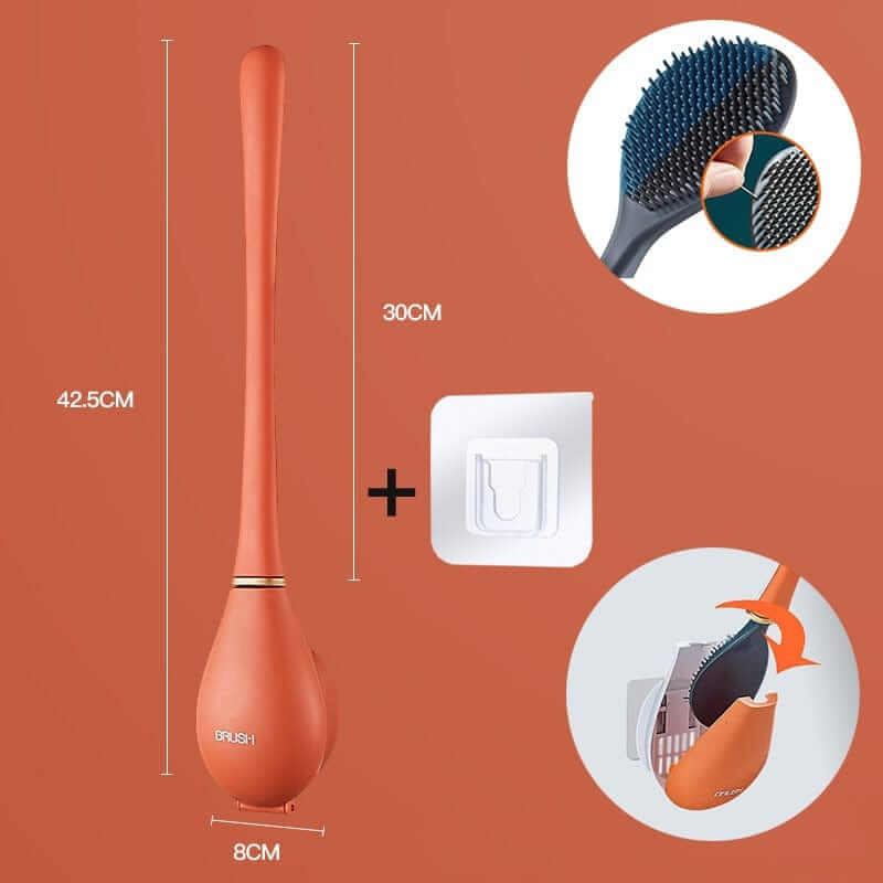 Brosse de toilette en silicone avec support