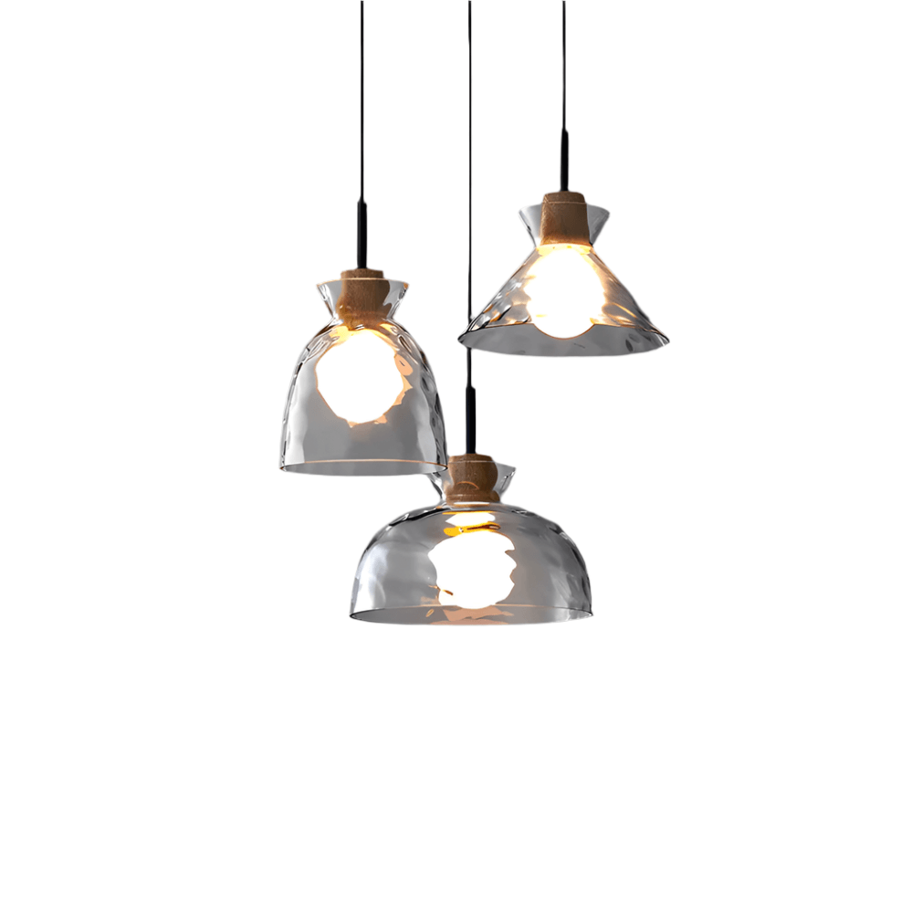 Lustre moderne en verre, 1/3 têtes