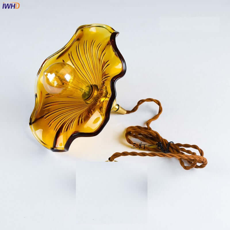 Suspension LED, vitrail et cuivre - Design moderne