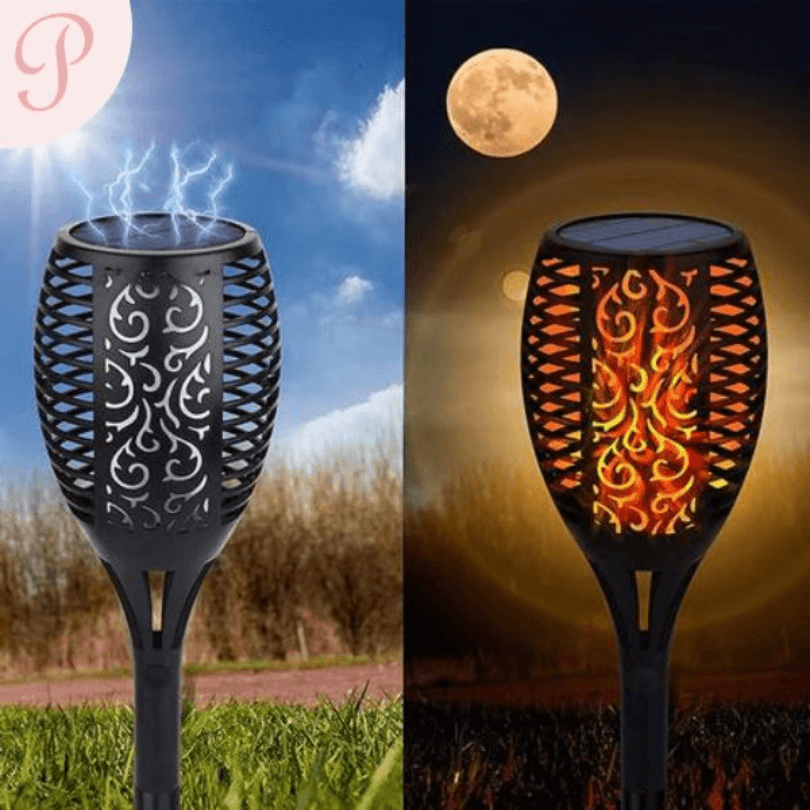 Solar Gartenfackeln LED Flackerlicht Außen Deko Beleuchtung