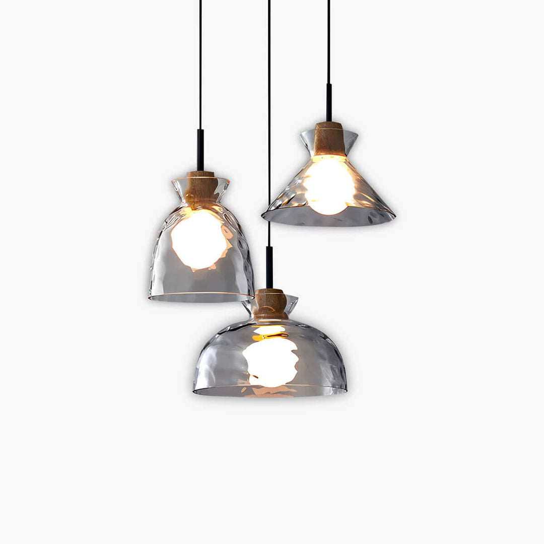 Lustre moderne en verre, 1/3 têtes