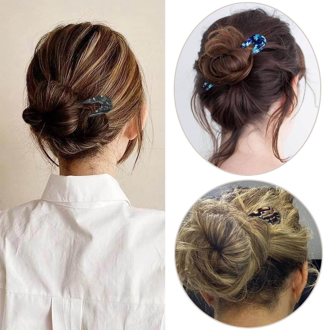 Pinces à cheveux en forme de U en écaille de tortue - chignon