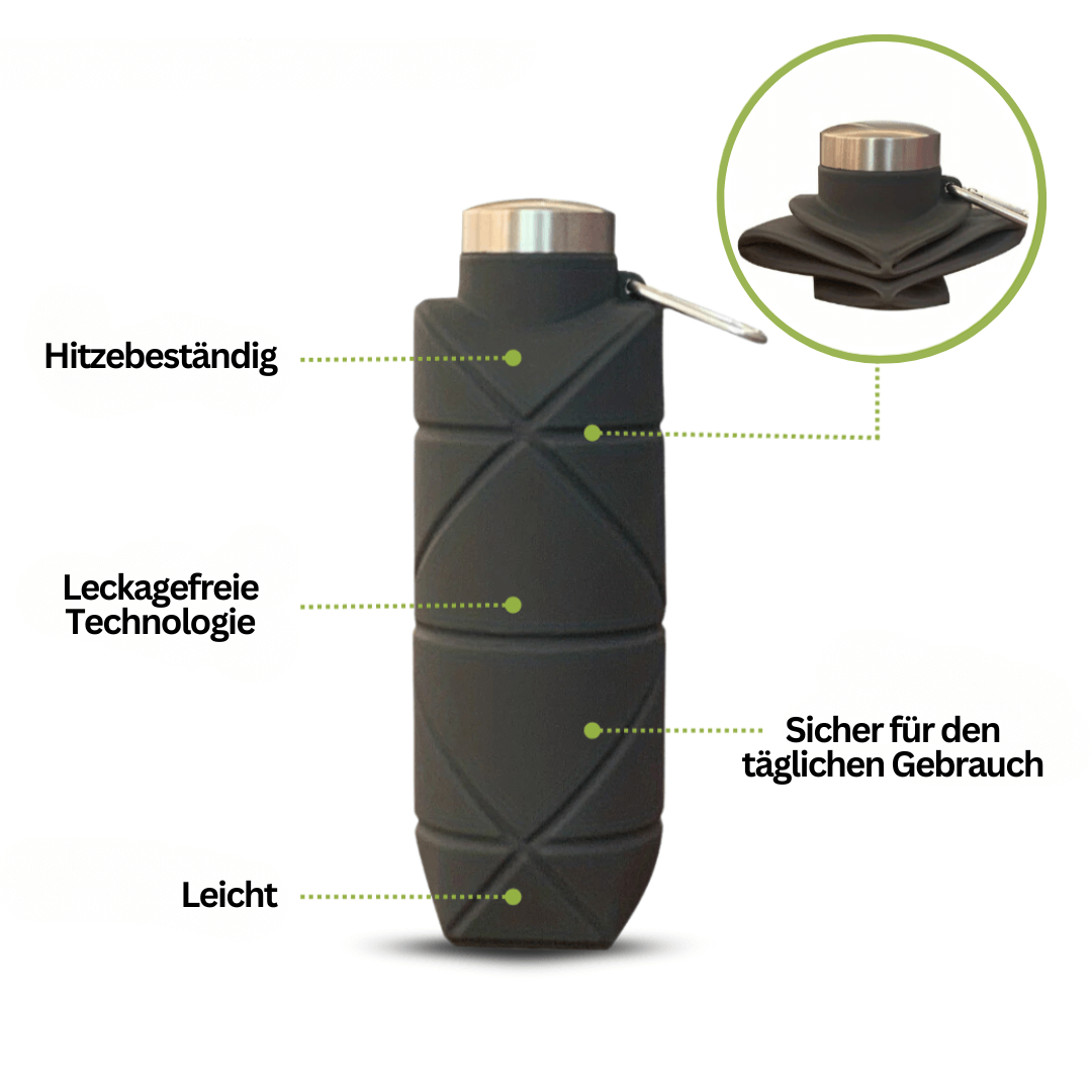 Faltbare Wasserflasche 750ml - BPA-frei, Silikon