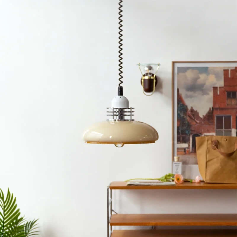 Orange Bauhaus Glas Hängeleuchte
