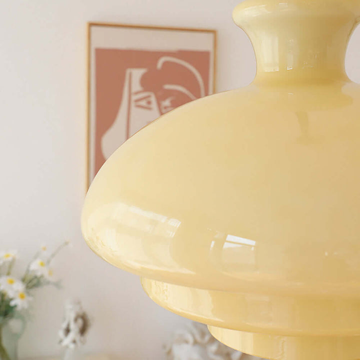 Suspension Bauhaus en verre jaune crème