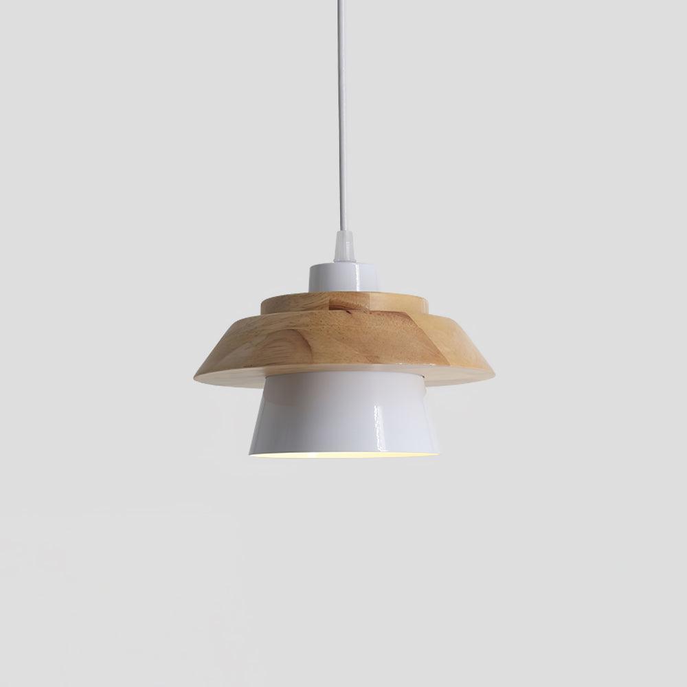 Lampe suspendue design en bois et pierre