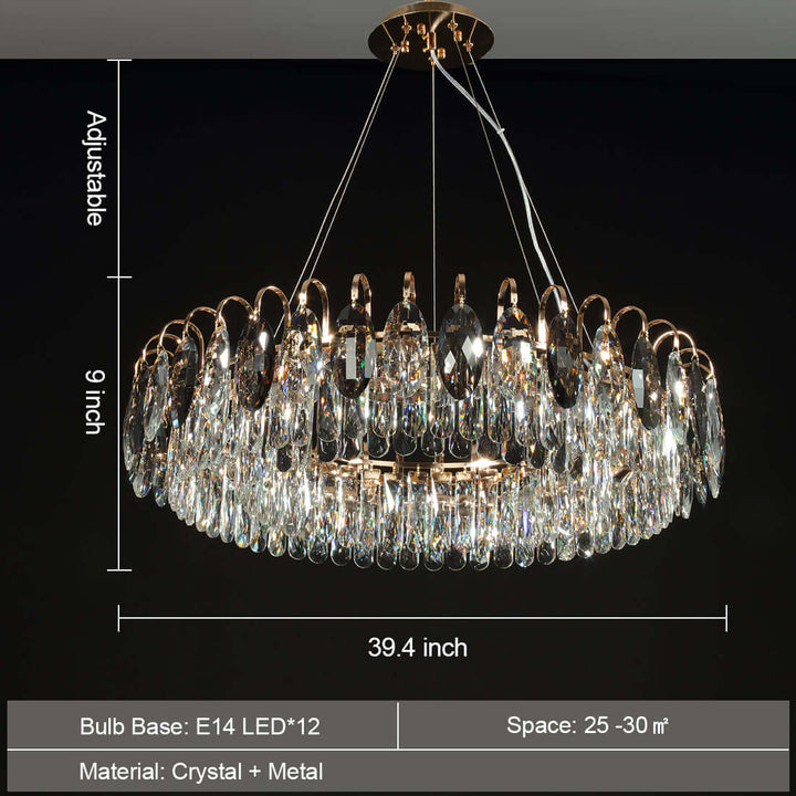 Lustre luxueux en cristal K9, à intensité variable