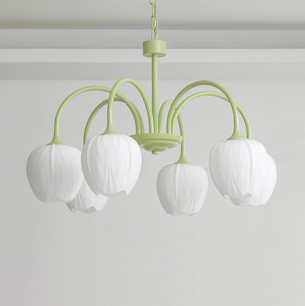Tulpen-Matcha-Kronleuchter - 5-8 Leuchten