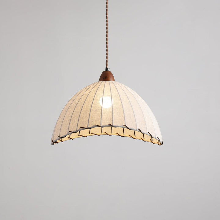 Lampe à suspension en bois et tissu