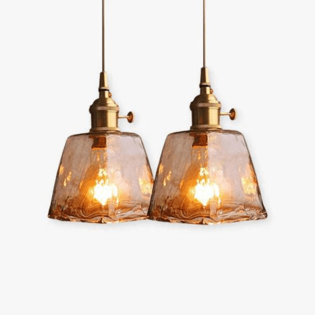 Retro Hängeleuchte Vintage Design Metall Glas