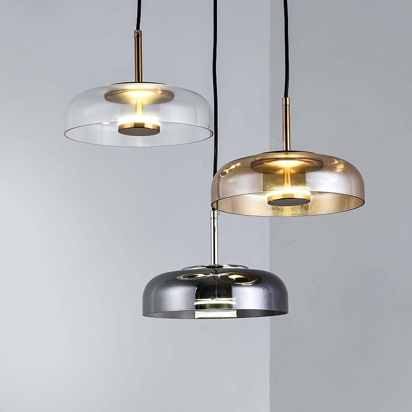 Moderne Pendelleuchte - Messing & Glas