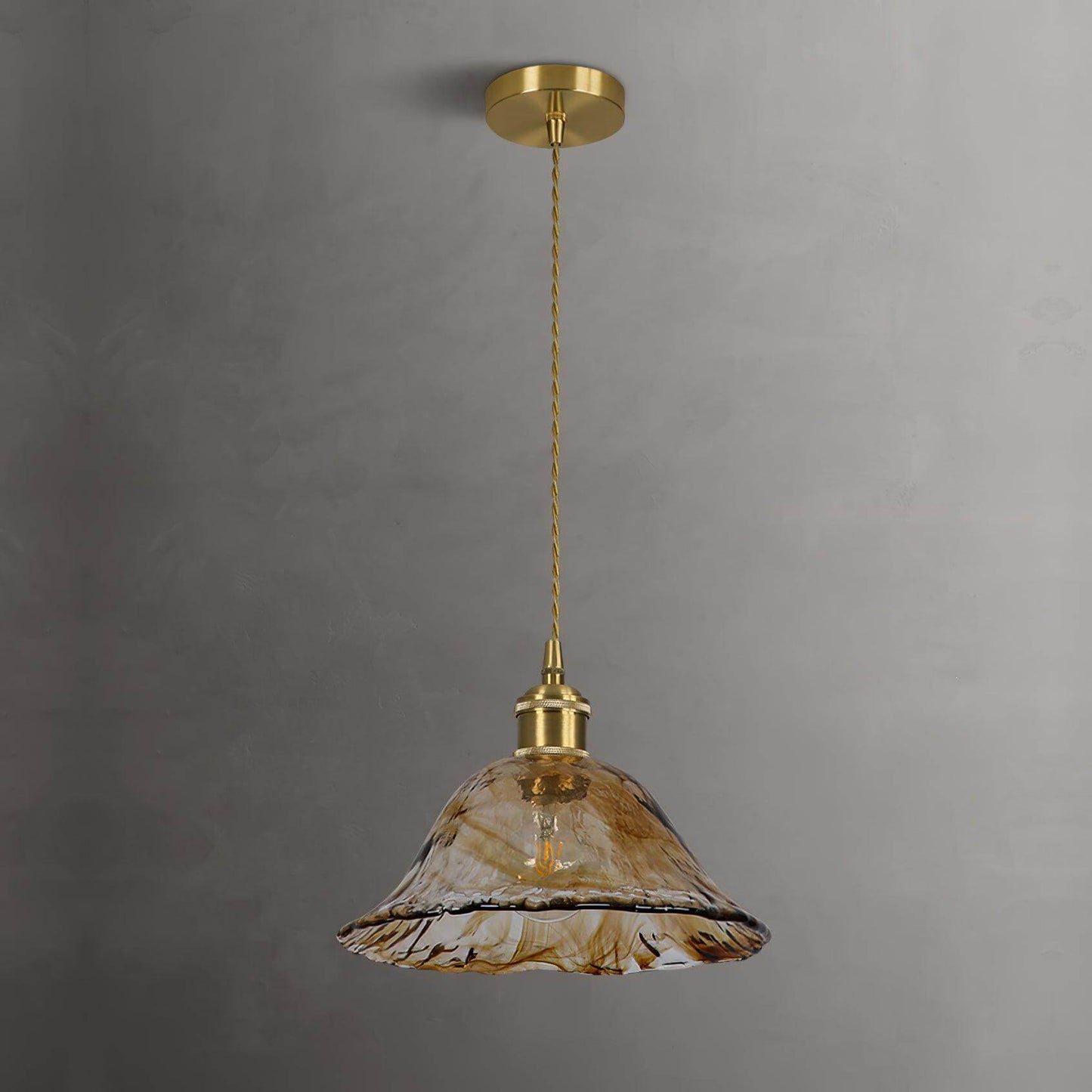 Suspension vintage en verre marron clair