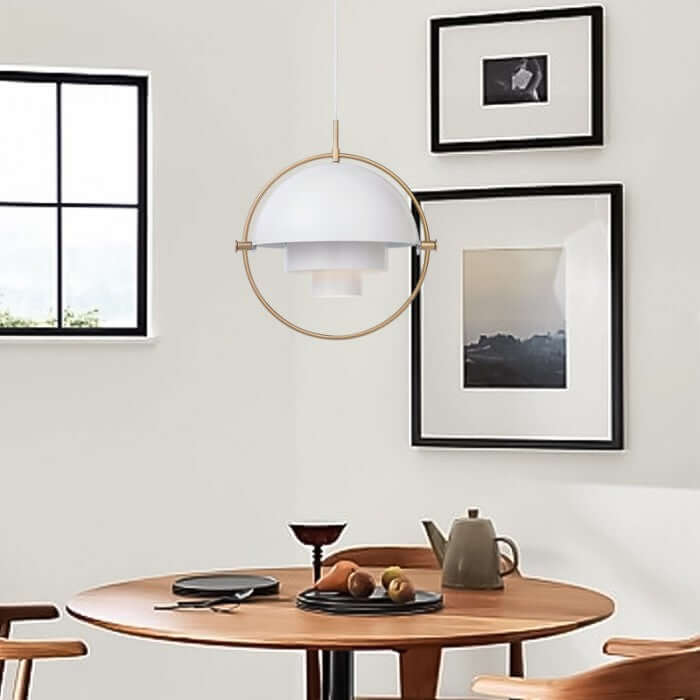 Lampe suspendue rotative multicouche en métal