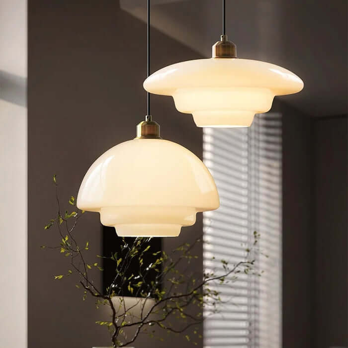 Lampe à suspension élégante en verre blanc