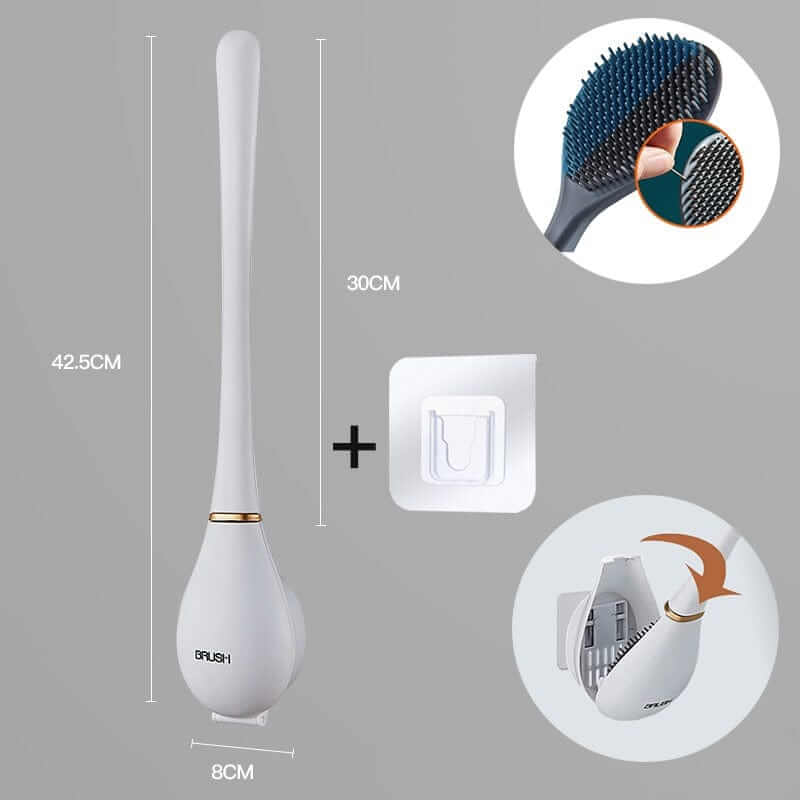 Brosse de toilette en silicone avec support