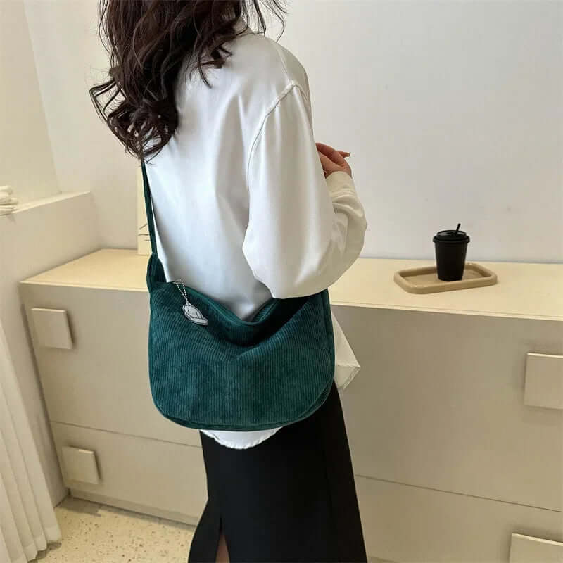 Sac à bandoulière en velours côtelé pour femme