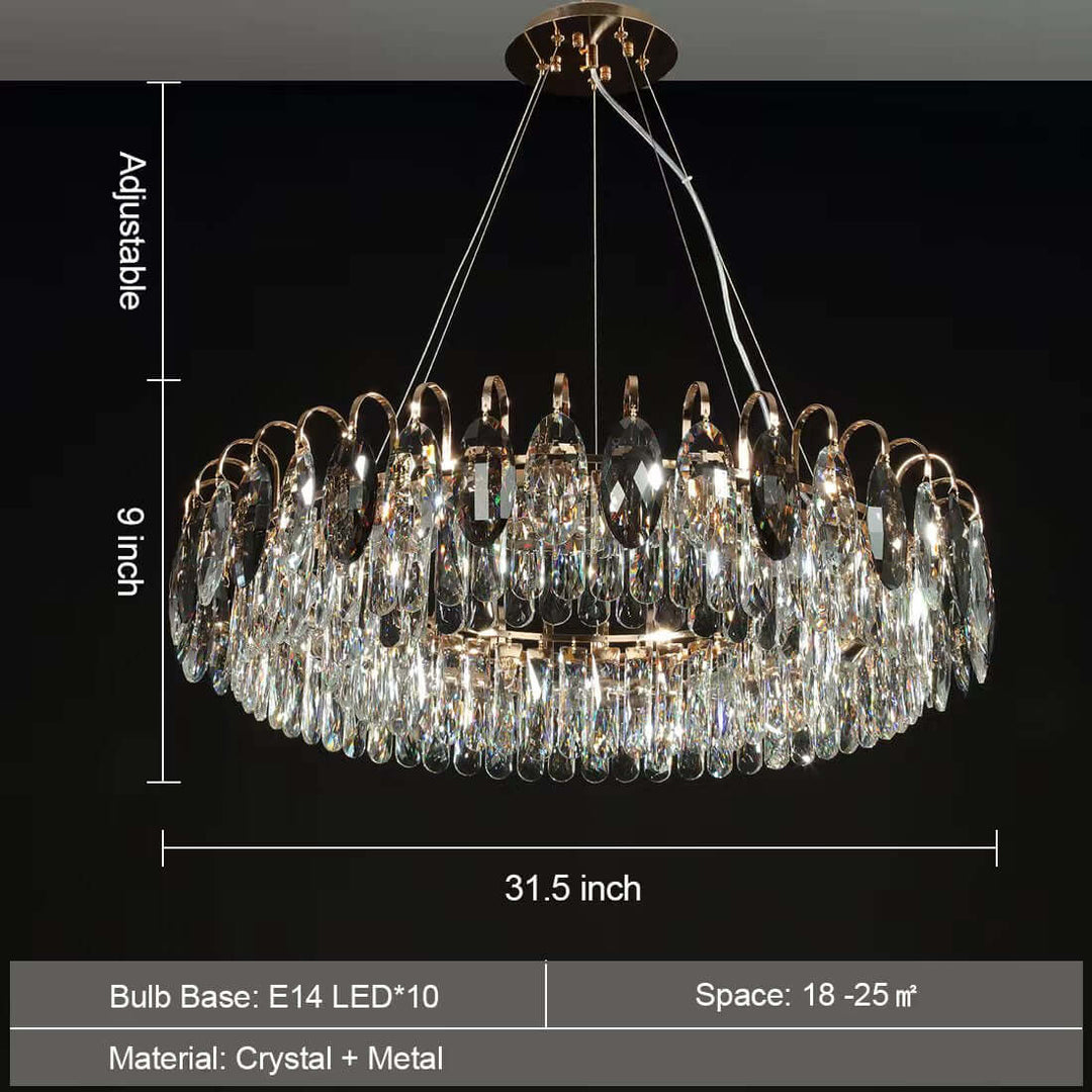 Lustre luxueux en cristal K9, à intensité variable