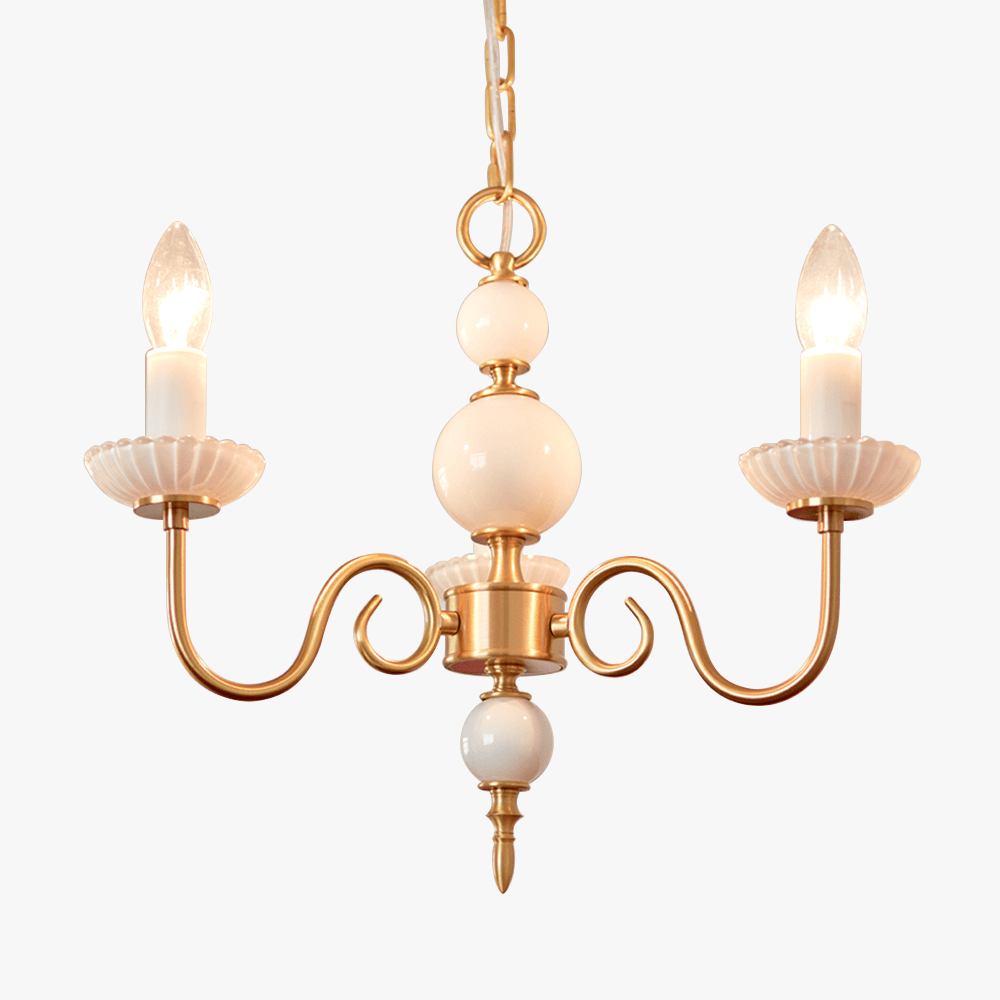 Élégant lustre en verre de couleur crème