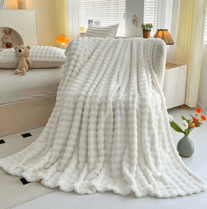 Couverture polaire douillette avec structure à bulles 3D