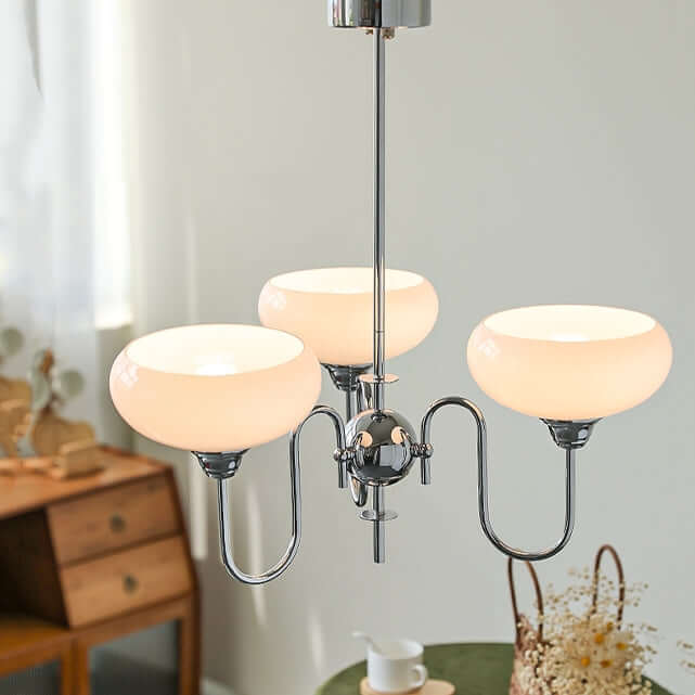 Lustre en verre kaki couleur crème