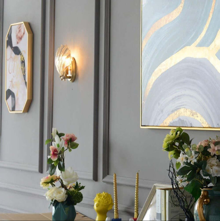 Applique murale coquillage en laiton et verre