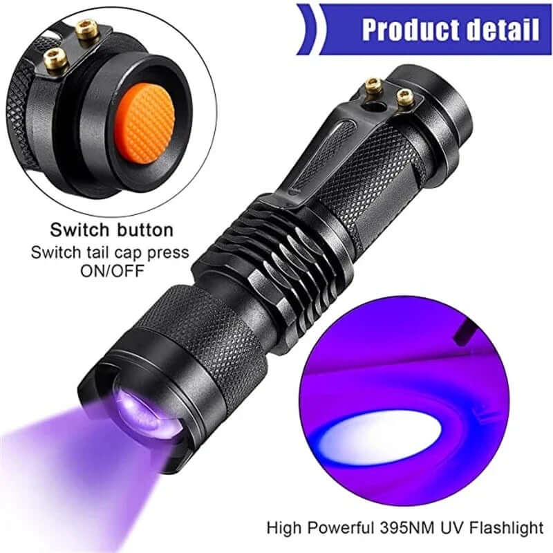 Lampe de poche UV LED - lampe à lumière noire pour taches