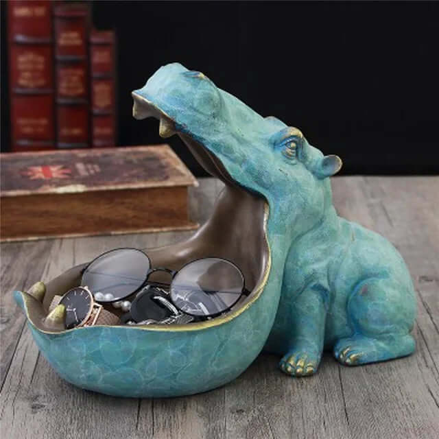 Boîte de rangement décorative hippopotame – organiseur de bureau