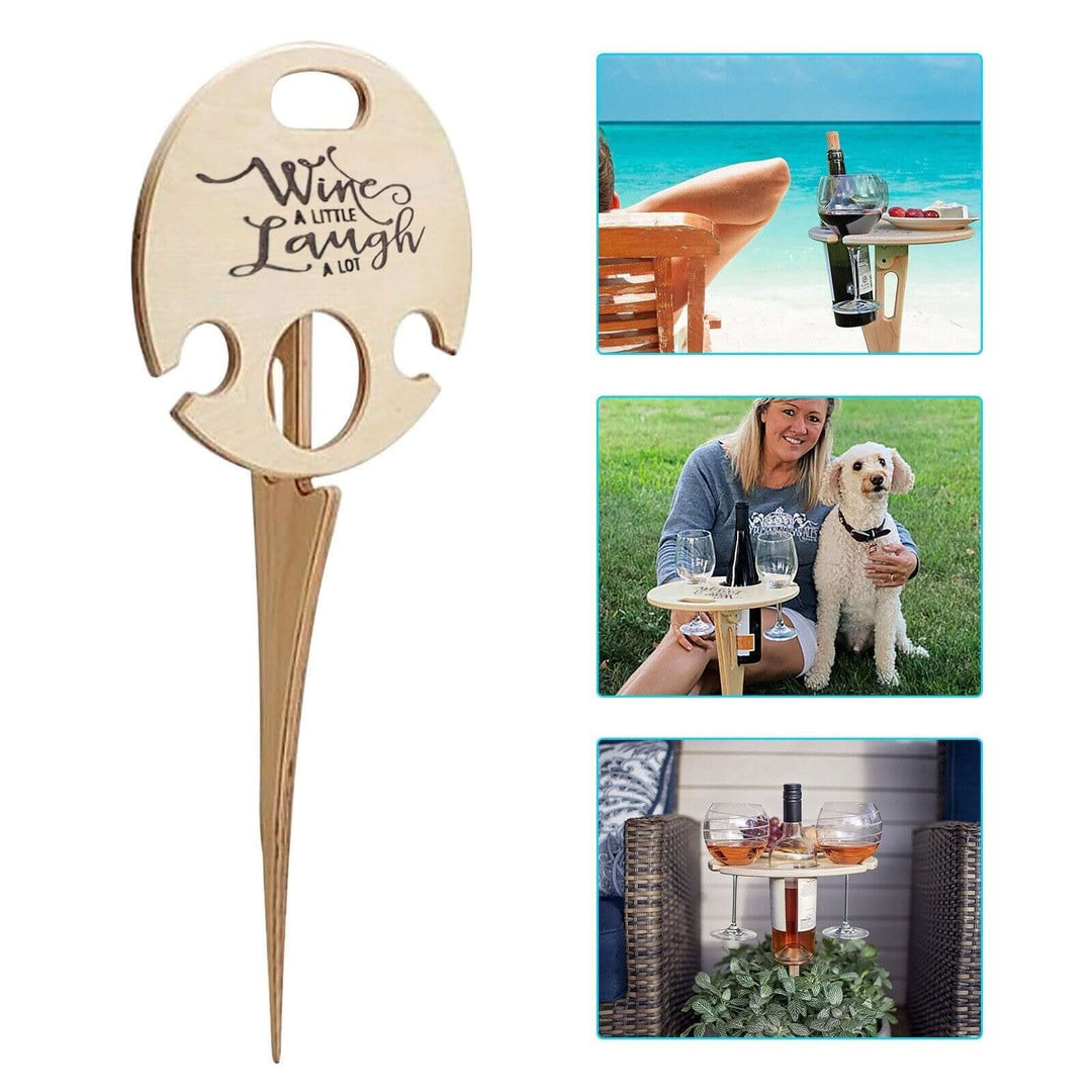 Picknicktisch klappbar Holz Weinhalter Weingläser Garten