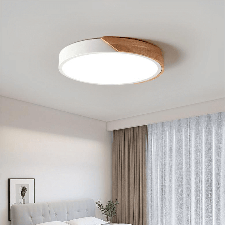Plafonnier LED rond en bois moderne