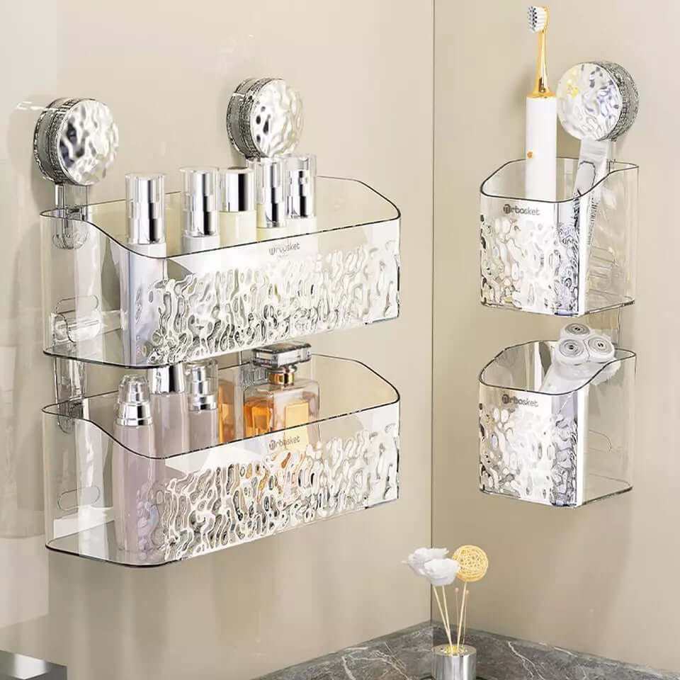 Étagère de salle de bain avec ventouses - gain de place