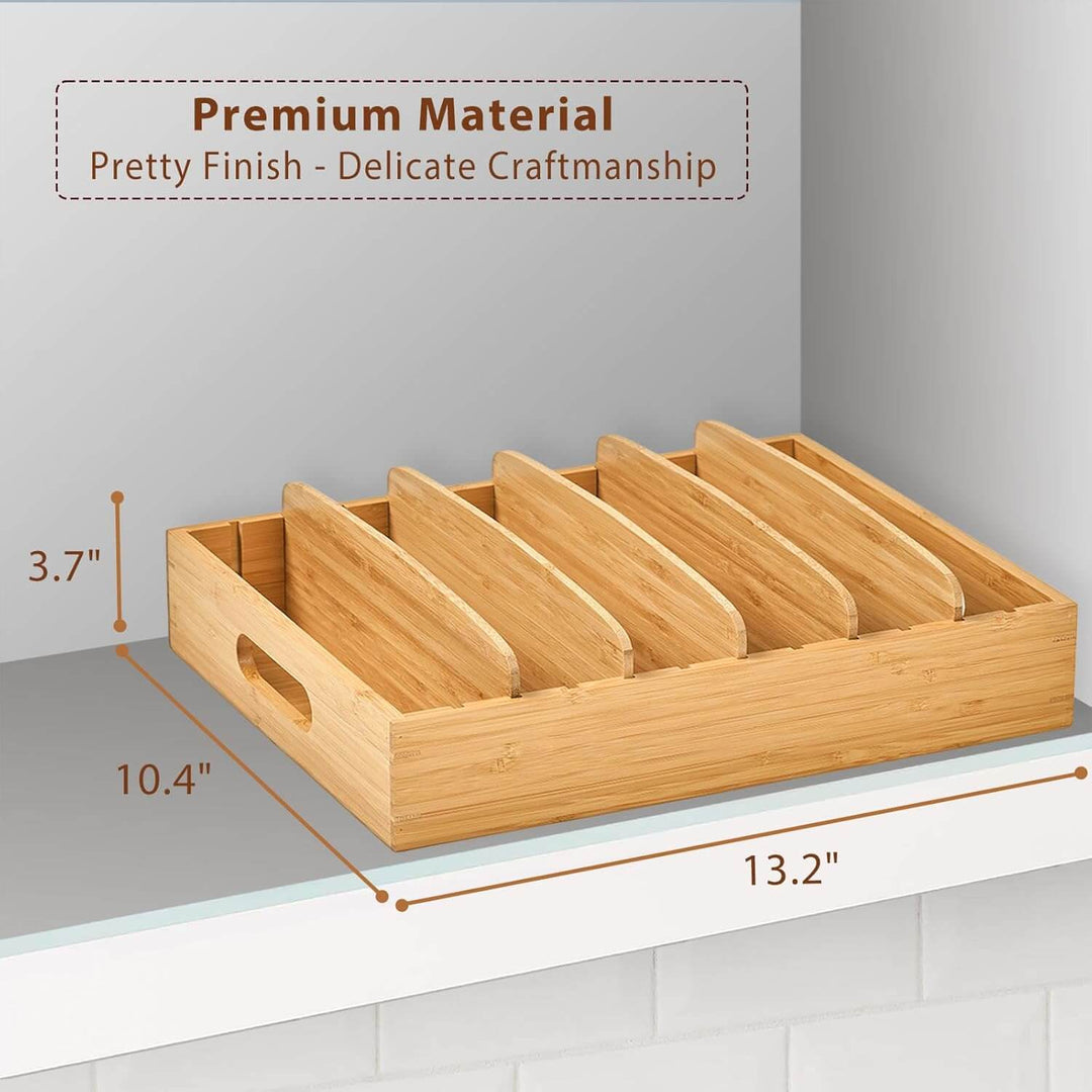 Organisateur de couvercles réglable en bambou pour la cuisine