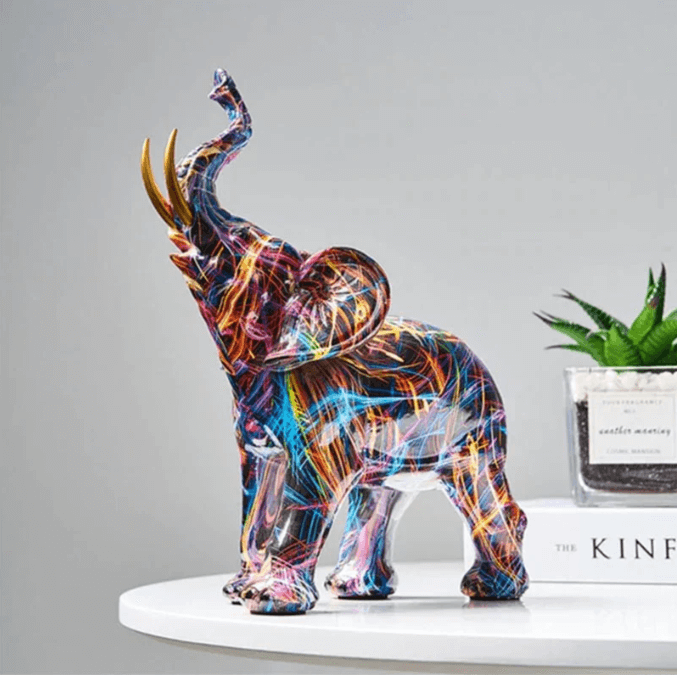 Figurine décorative d'éléphant colorée - chance, force et sagesse