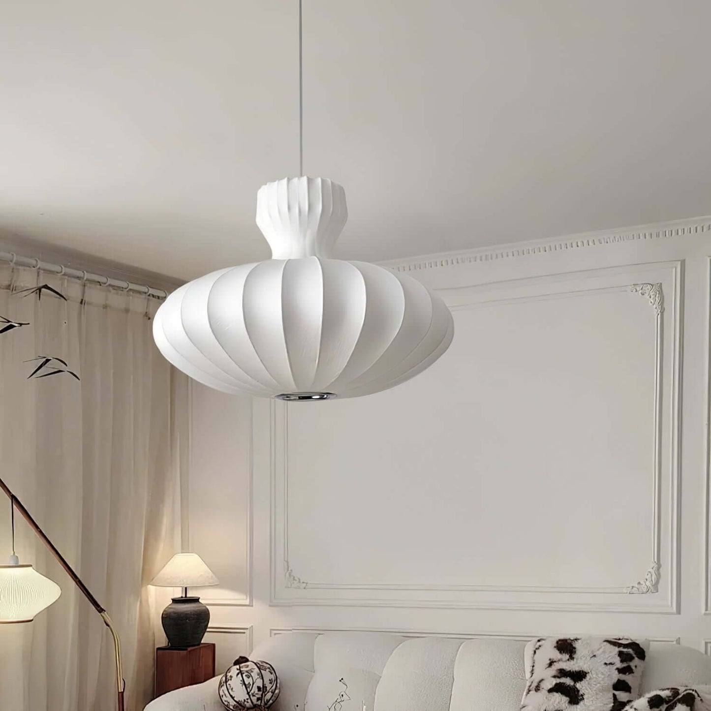 Seiden Pendelleuchte, Vintage Design, 3 Größen