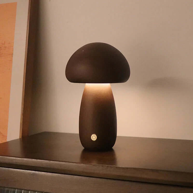 Veilleuse LED en forme de champignon en bois - Éclairage d'ambiance