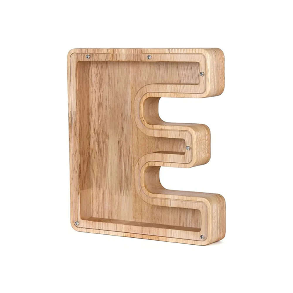 Tirelire en bois avec fenêtre de visualisation - motif alphabet