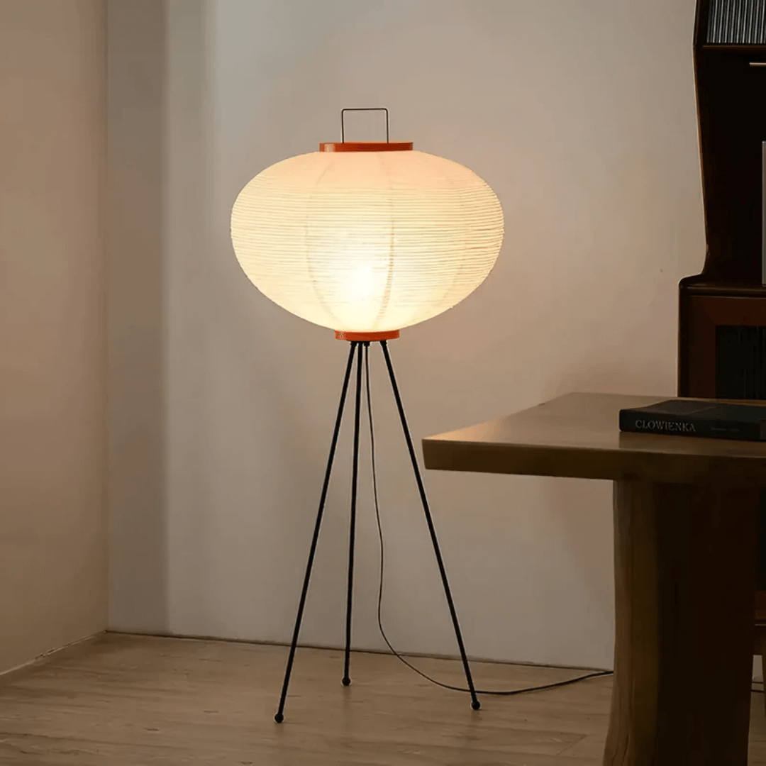 Lampadaire en papier de riz LED blanc chaud