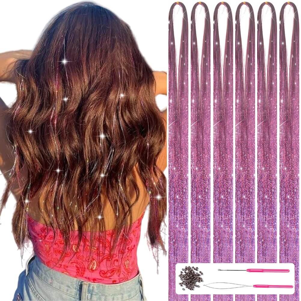 Glitzer Haar-Tinsel Set - Funkelnde Strähnen