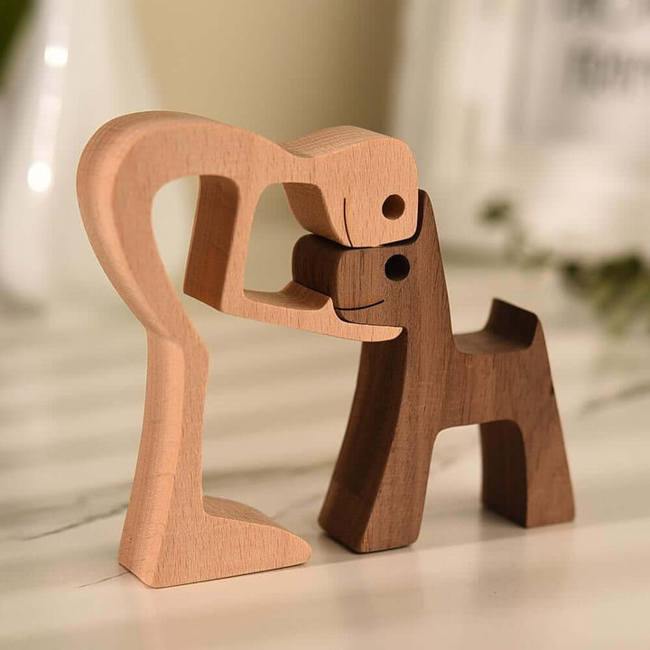 Handgeschnitzte Hundefigur Holzskulptur