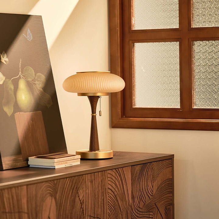 Designer Tischlampe Modern Holz & Metall 36cm