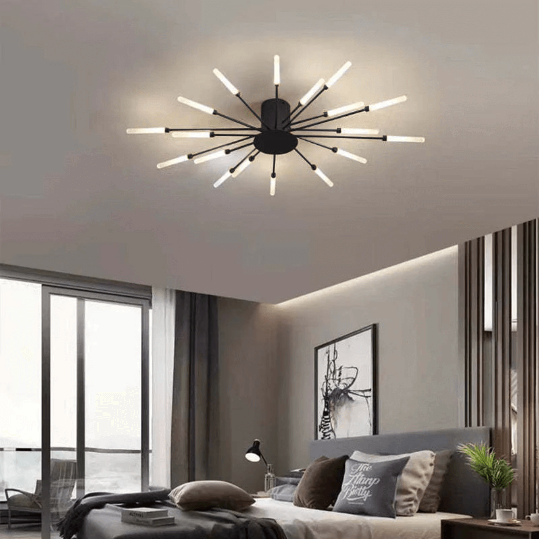 Grand plafonnier LED moderne en métal blanc acrylique